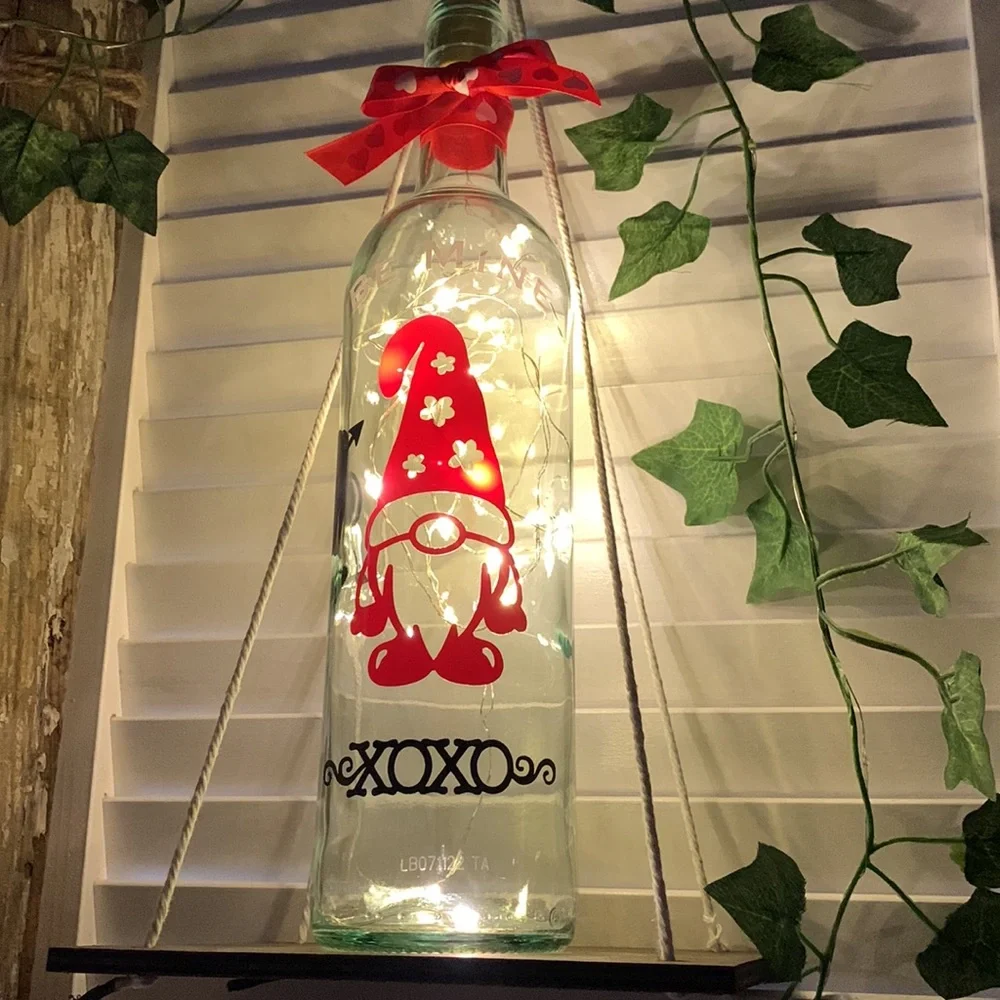 Red Valentine Gnome with black XOXO logo and heart